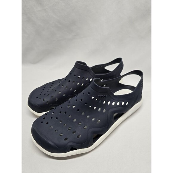 Crocs Swiftwater Wave Slingback Sandals Mens Blue Size 6 Water Shoes Perforated - Picture 1 of 11